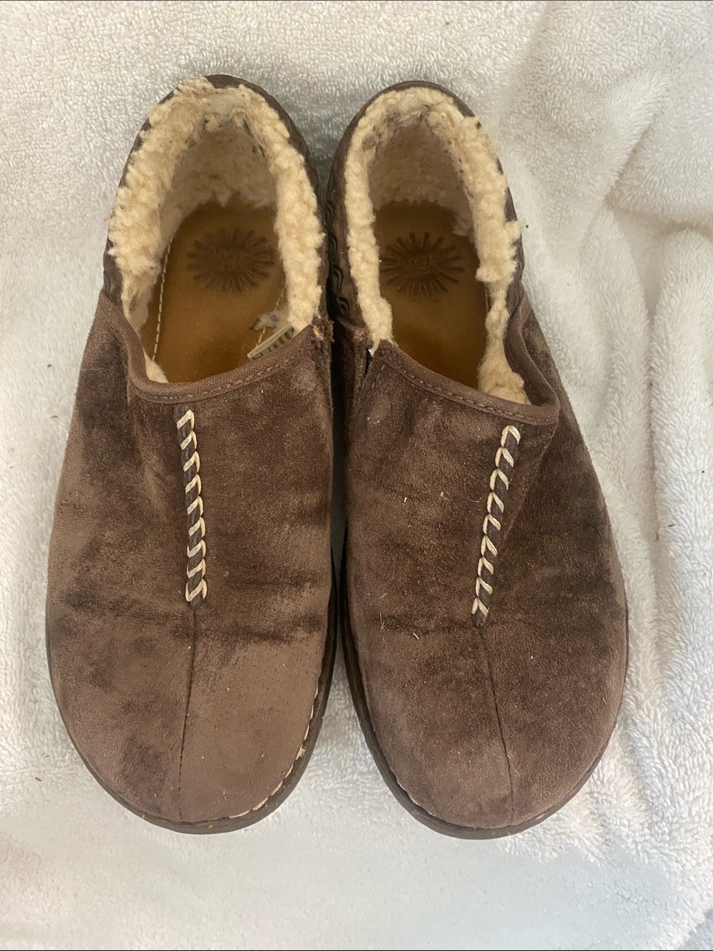 UGG Brown Suede Shearling-Lined Mules
